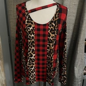 Gorgeous, red, black and leopard top